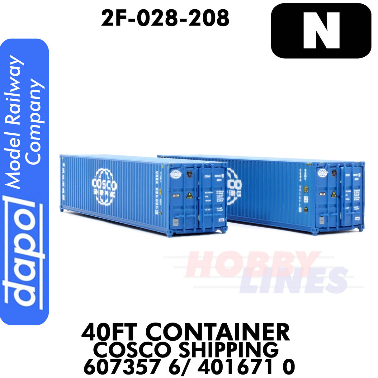 40ft Shipping Container Cosco - Twin Pack | Dapol | 2F-028-208
