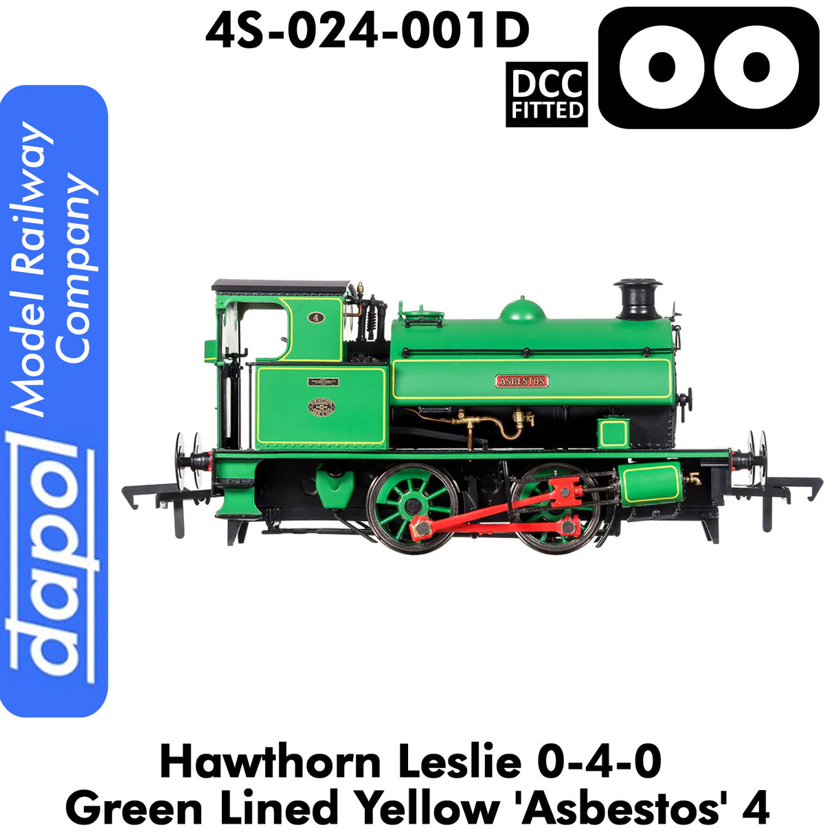 Hawthorn Leslie 040 Green Lined Yellow 'Asbestos' | Dapol | 4S-024-001D