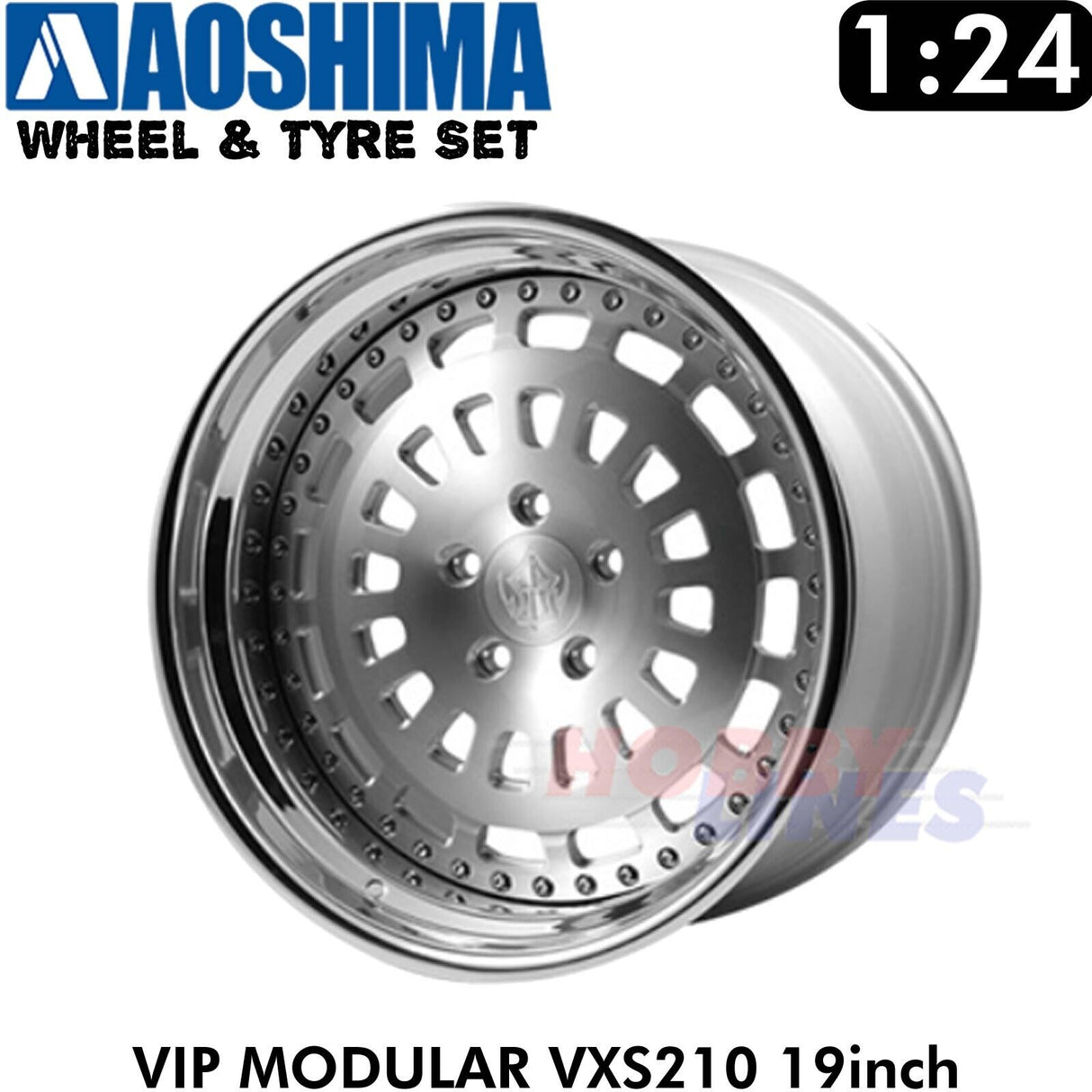Wheels Tyres VIP MODULAR VXS210 19inch 1:24 Set of 4 Tuned Parts Aoshima 05247