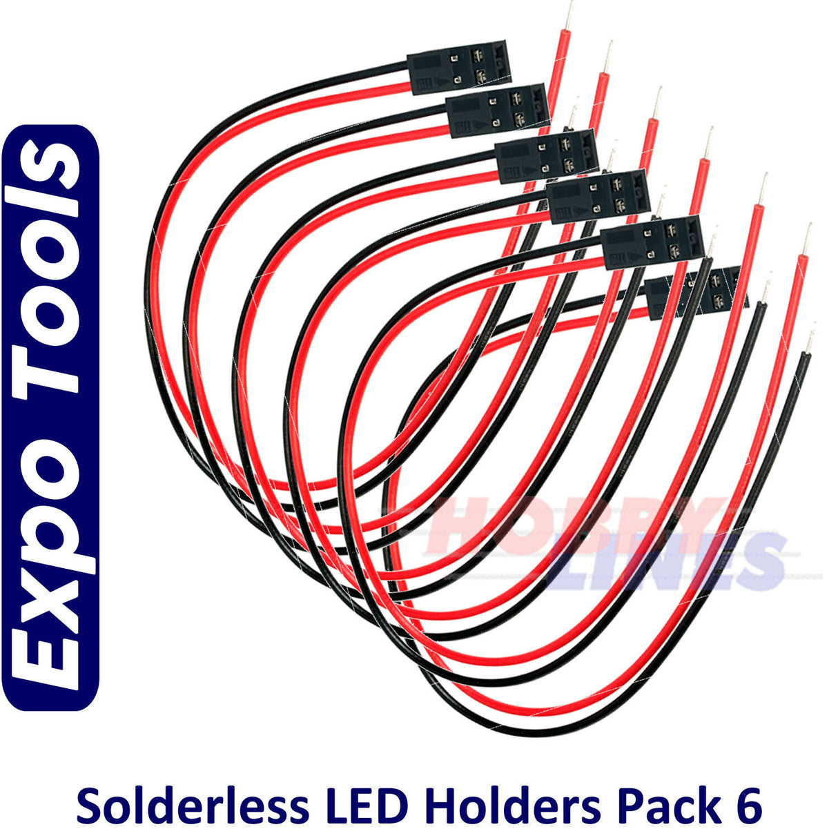 LED HOLDER Solderless 6 pack 200mm lead light emitting diode Expo Tools A25250