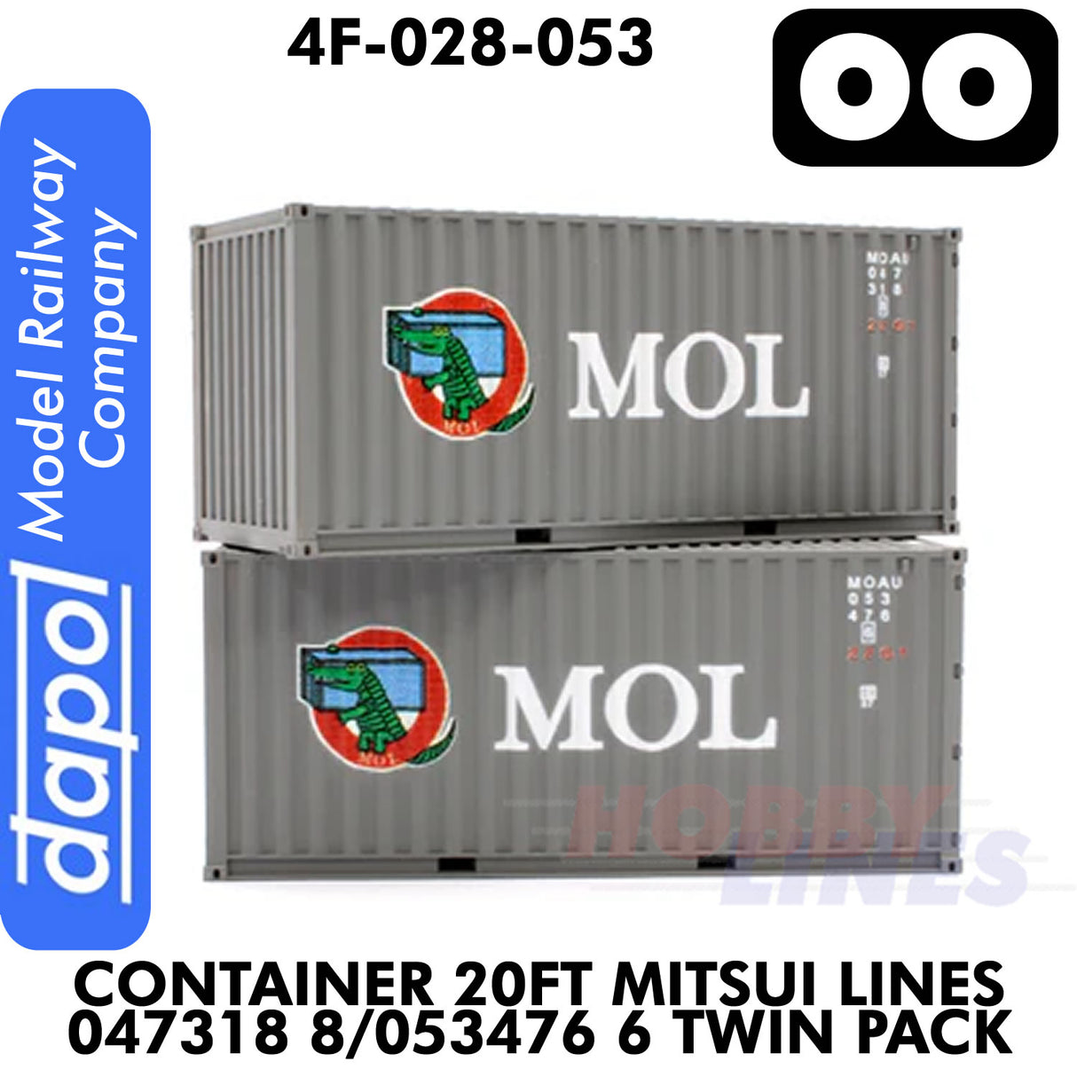 20ft Container Mitsui Lines 047318 8/053476 6 - Twin Pack | Dapol | 4F-028-053