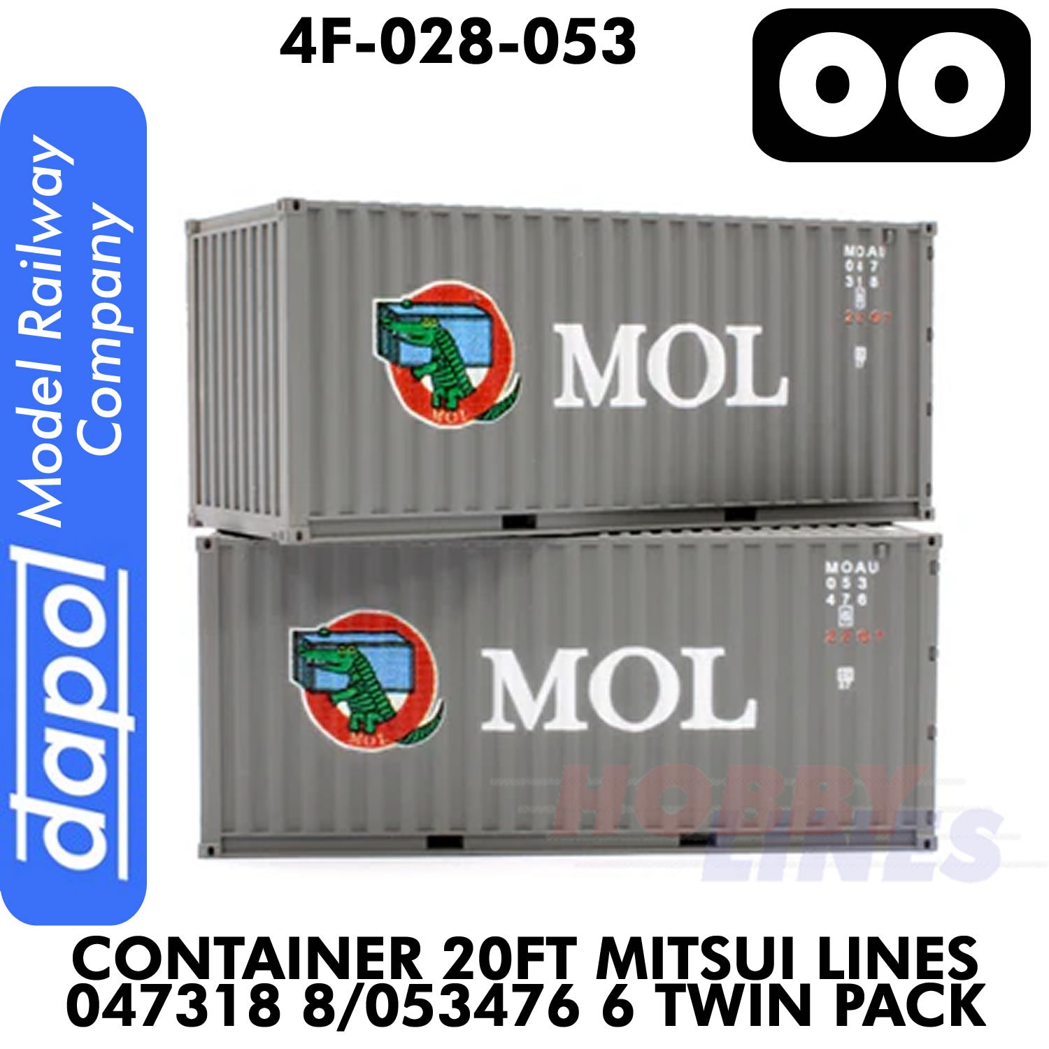 20ft Container Mitsui Lines 047318 8/053476 6 - Twin Pack | Dapol | 4F-028-053
