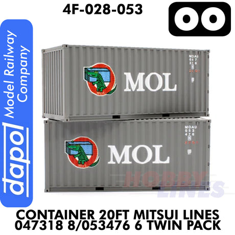 20ft Container Mitsui Lines 047318 8/053476 6 - Twin Pack | Dapol | 4F-028-053