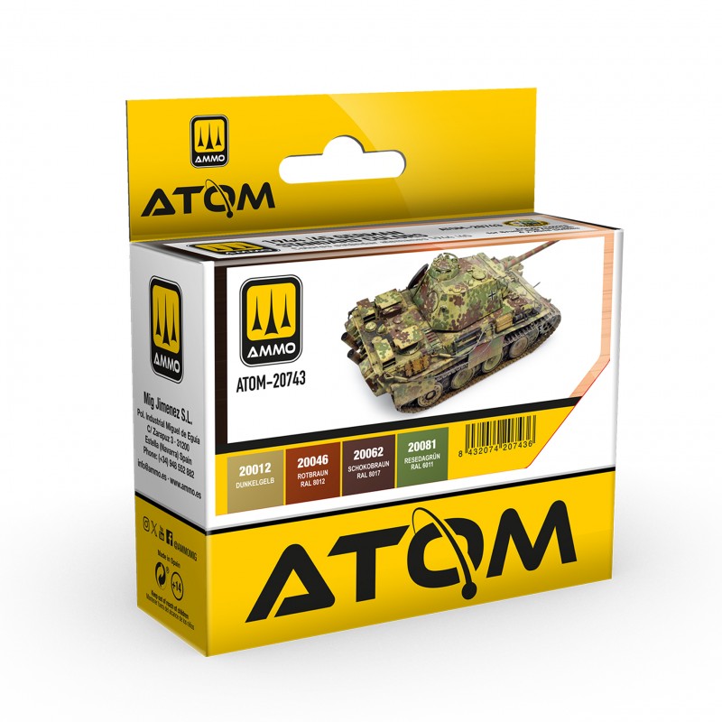 ATOM 1944-45 German Standard Colors Set - 4 20ml Acrylic Paint | Ammo by Mig Jimenez