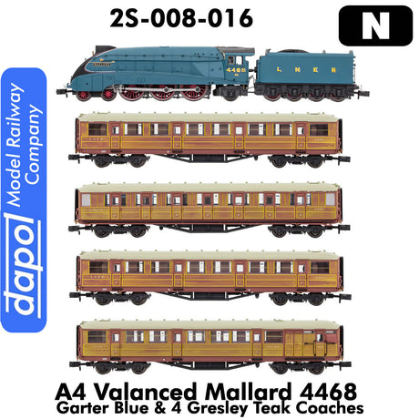 A4 MALLARD 4468 Garter Blue + 4 Teak Gresleys DCC Fitted | Dapol |  2S-008-16
