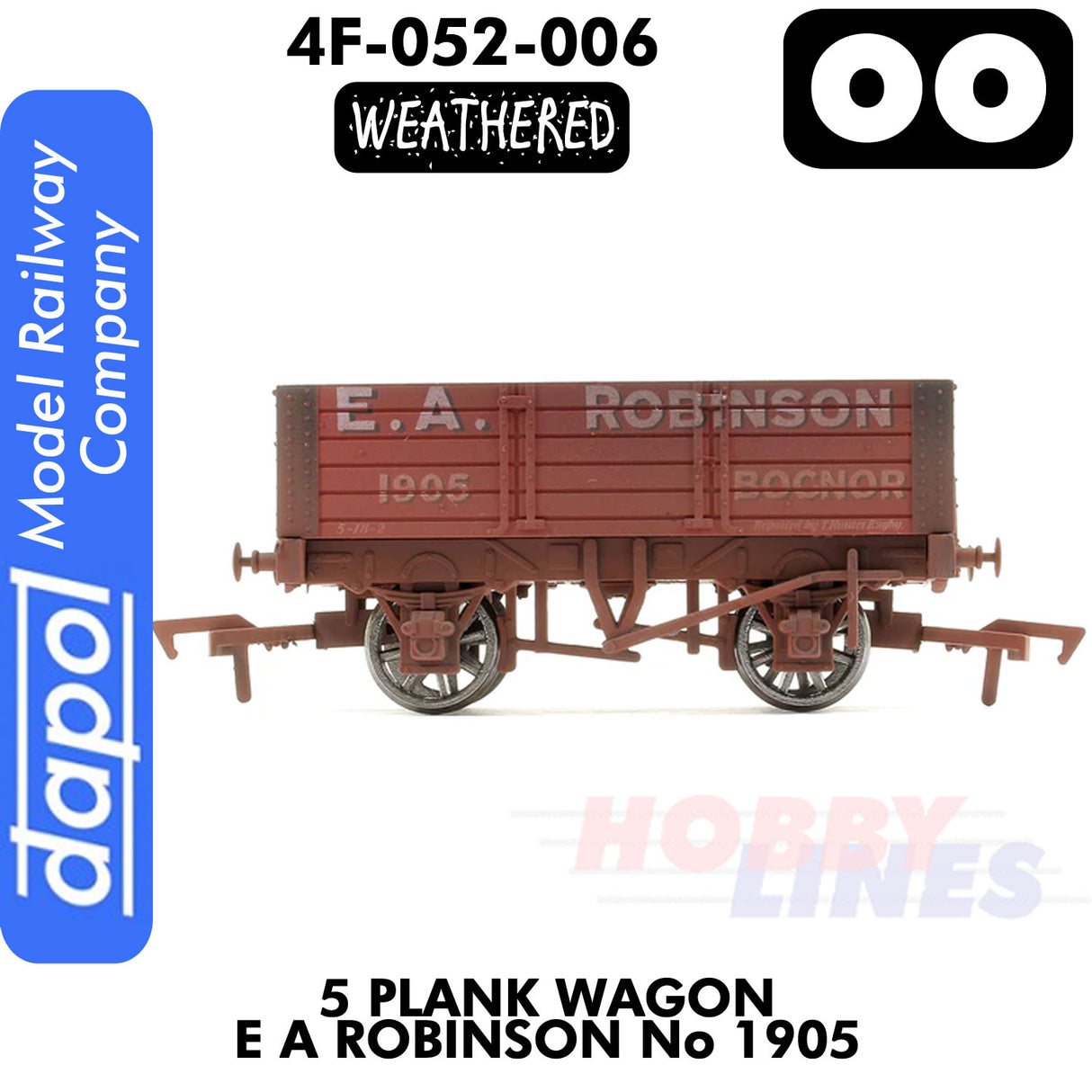 5 Plank Wagon E A Robinson No 1905 - Weathered  | Dapol | 4F-052-006