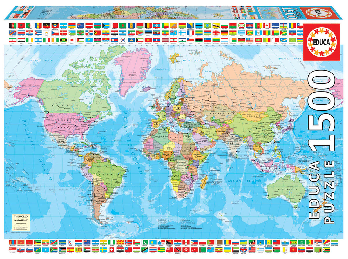 Political World Map 1500 Piece Jigsaw Puzzle | Educa | 18500