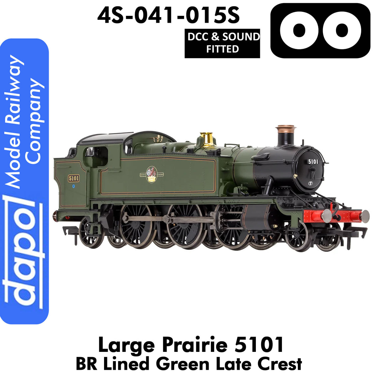 LARGE PRAIRIE 5101 BR Late Crest Steam Locomotive DCC & Sound | Dapol | 4S-041-015S