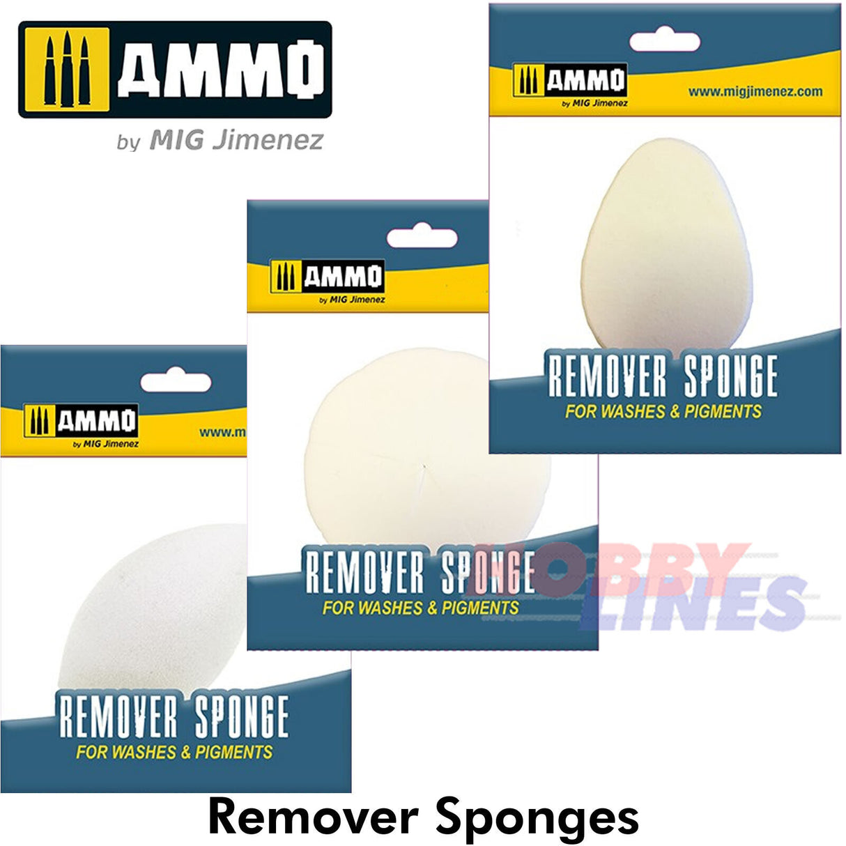 REMOVER SPONGE Range Pigment Washes Wedged Round Teardrop Ammo by Mig Jimenez