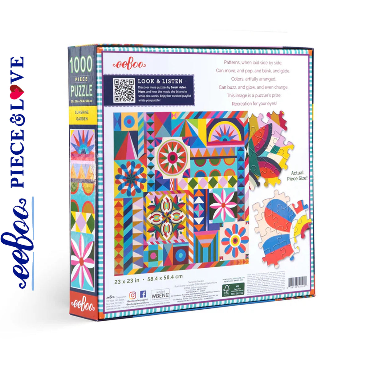 eeBoo SUNSHINE GARDEN 1000 pc Square Jigsaw Puzzle Super Deluxe PZTSNG