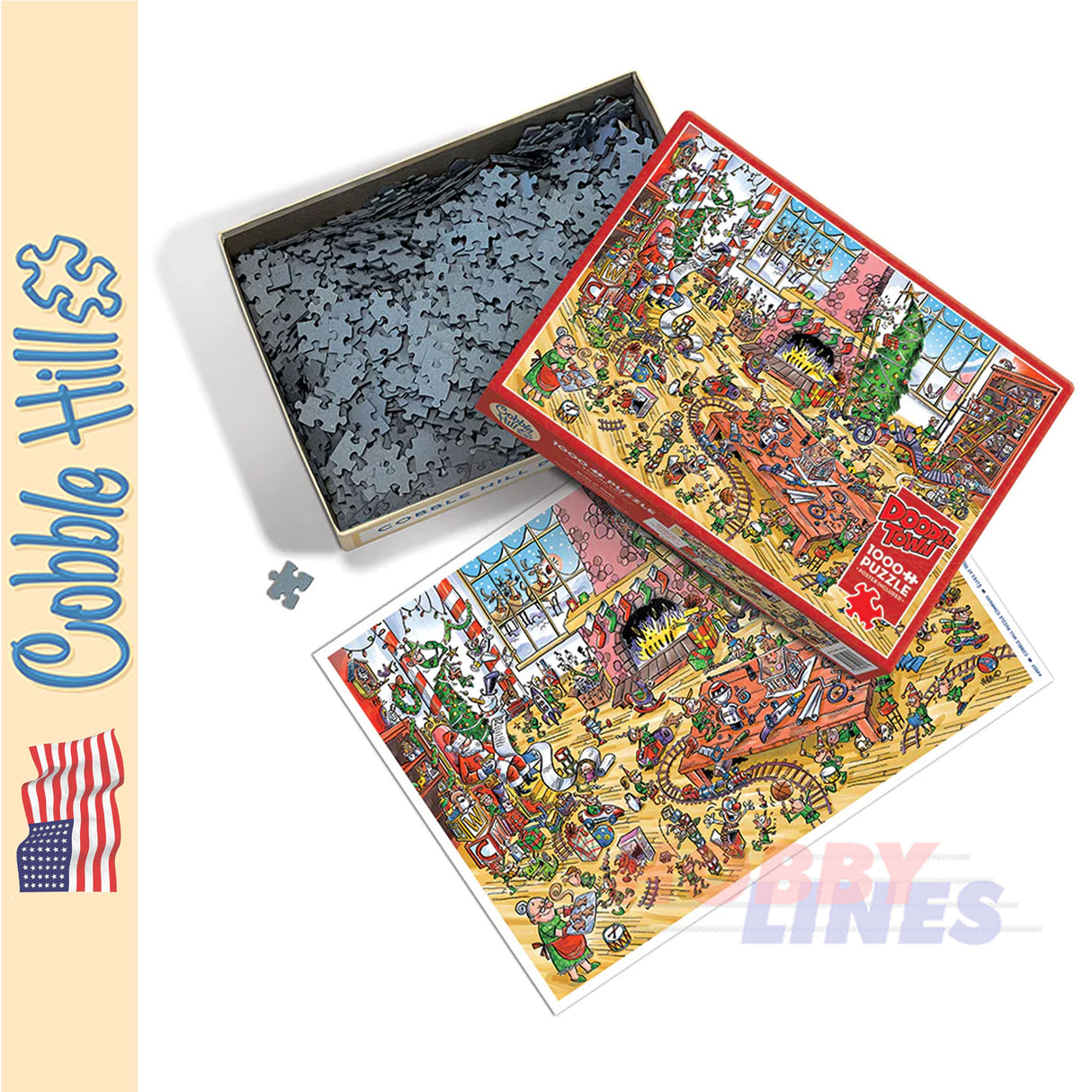 DoodleTown: Elves at Work Cobble Hill 1000pc jigsaw puzzle 44507