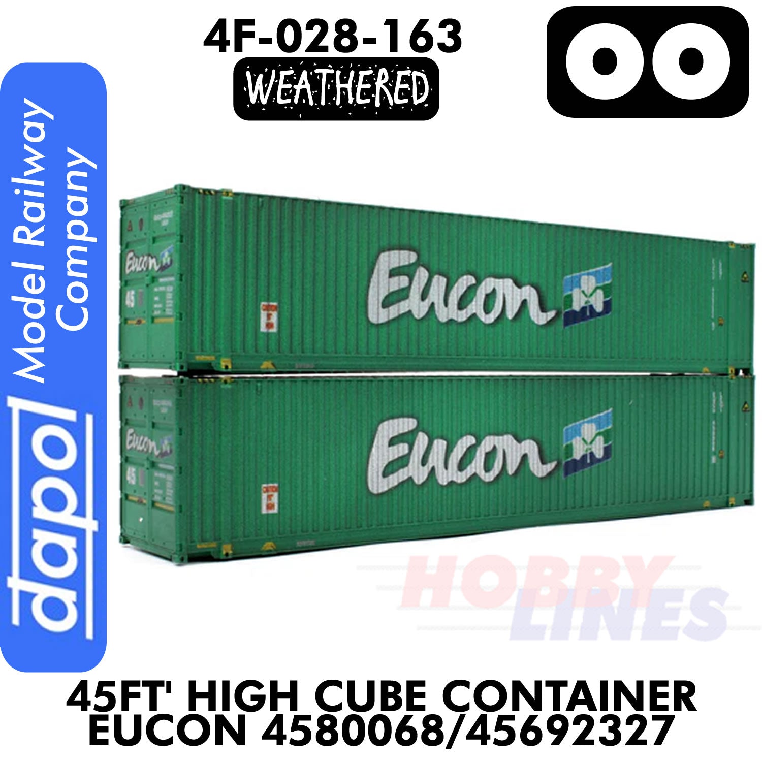 45ft Container High Cube Eucon Weathered 4580068 / 45692327 | Dapol |4F-028-163