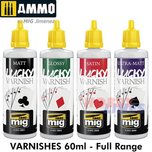 VARNISH Ultra-Matt/Matt/Satin/Glossy 60/17ml Full Range AMMO By Mig Jimenez
