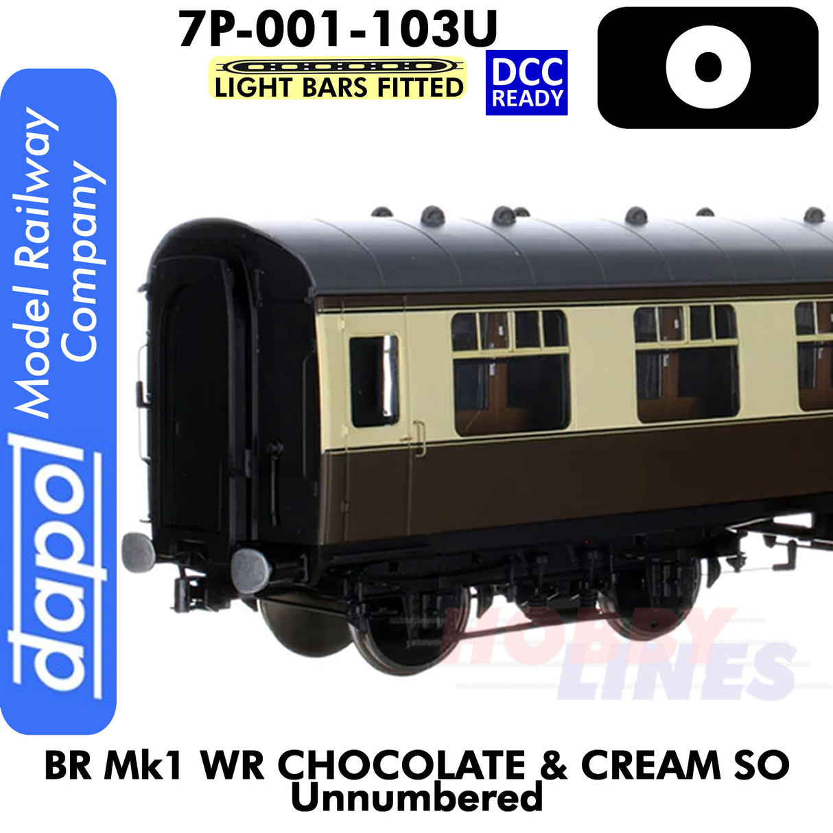 BR Mk1 WR Chocolate & Cream SO Unnumbered Coach - Lightbars fitted & DCC Ready |  Dapol | 7P-001-103U