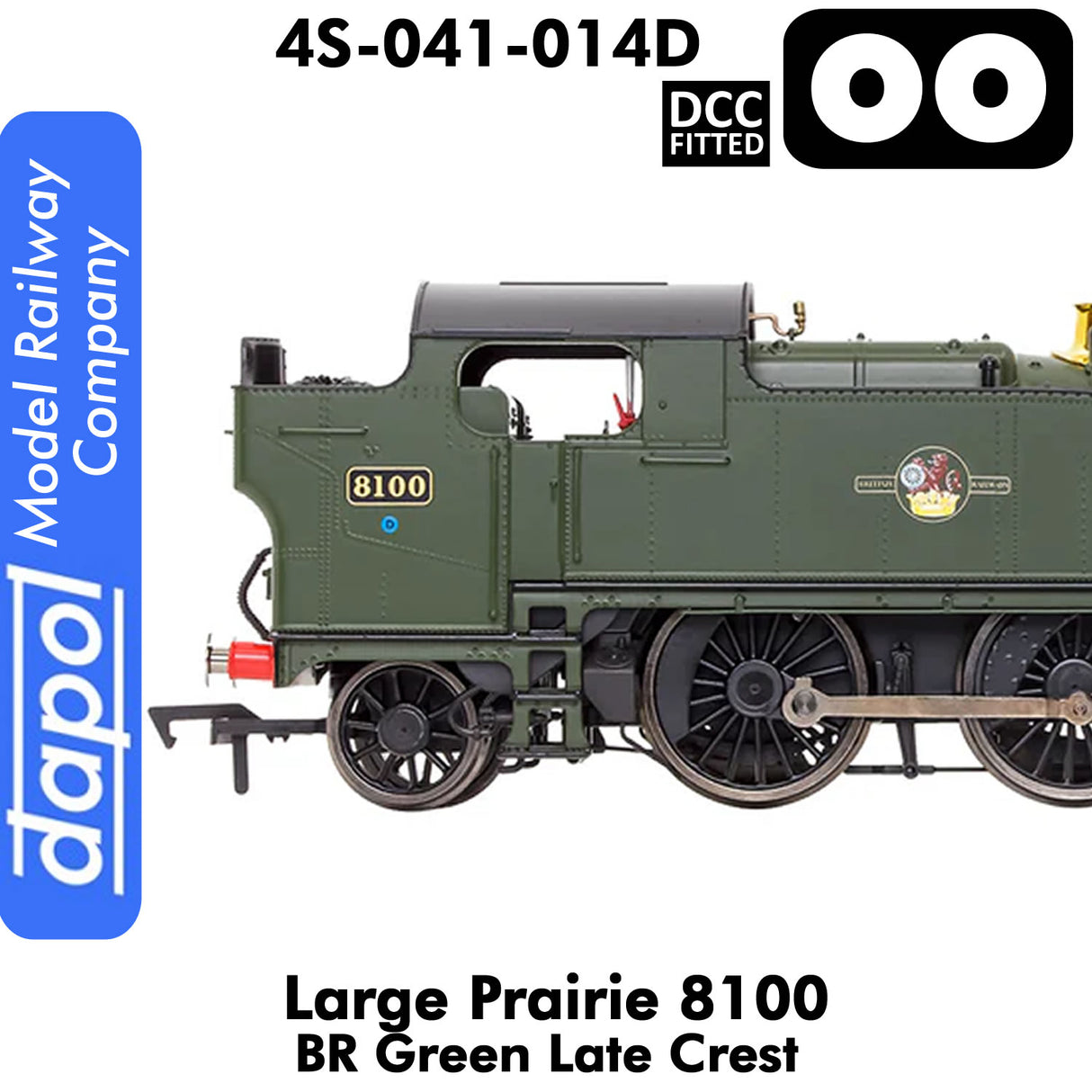 LARGE PRAIRIE 8100 BR Late Crest Steam Locomotive DCC & Sound | Dapol | 4S-041-014S