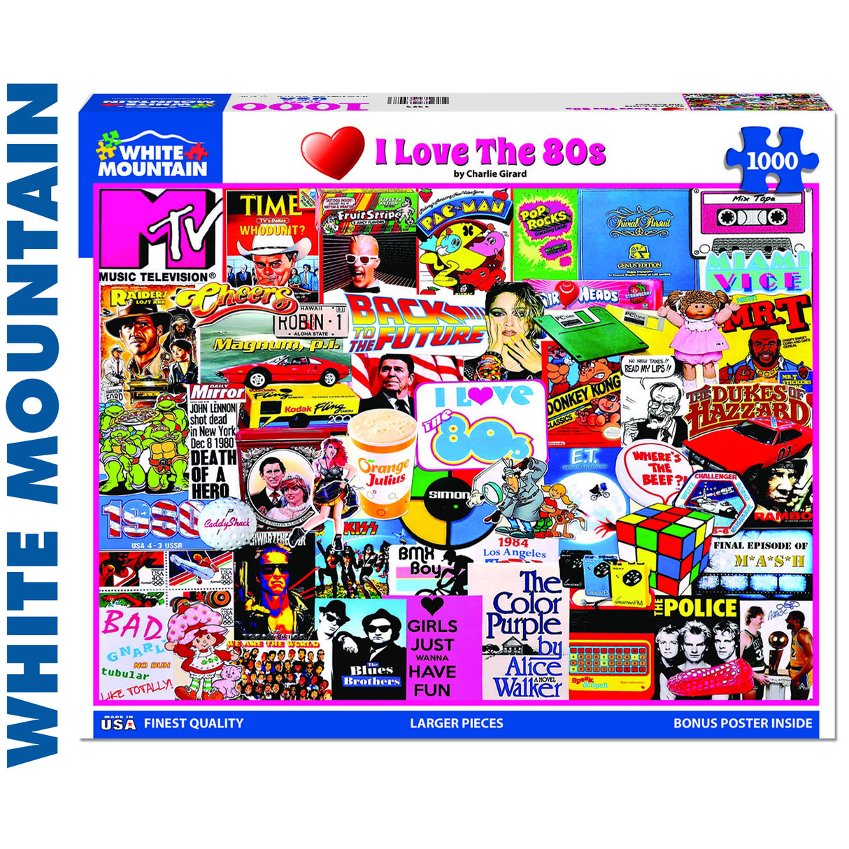 I LOVE THE 1980's 1000 pc super deluxe Jigsaw Puzzle WHITE MOUNTAIN 1525