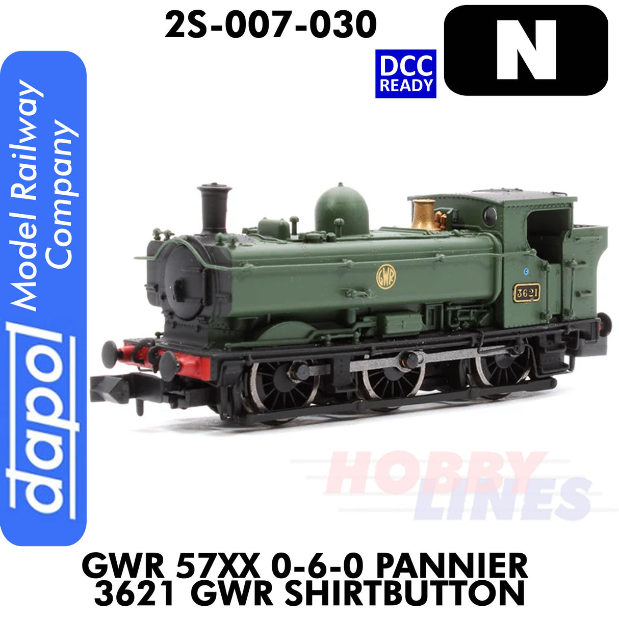 Great Western Railway - 57 XX 0-6-0 Pannier 3621 Shirtbutton -DCC Ready | Dapol | 2S-007-030