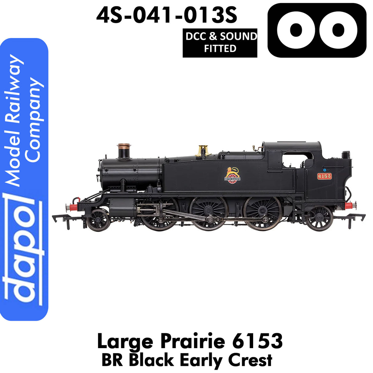 LARGE PRAIRIE 6153 BR Black Early Crest DCC & Sound Steam Locomotive |  Dapol |  4S-041-013S