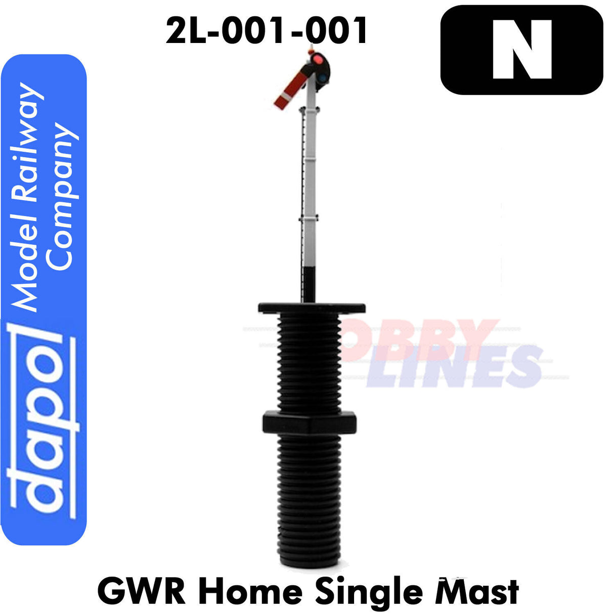 SIGNAL GWR HOME Single Mast Semaphore with LED Easi-Fit N Dapol 2L-001-001