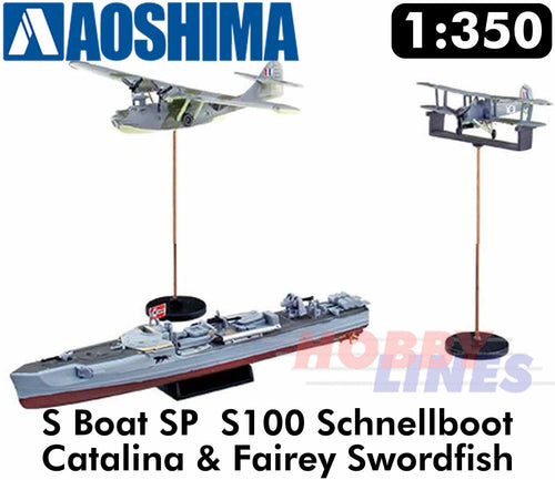 GERMAN MTB WWII S-BOAT Schnellboot E-Boat 1:350 scale model kit Aoshima 05659