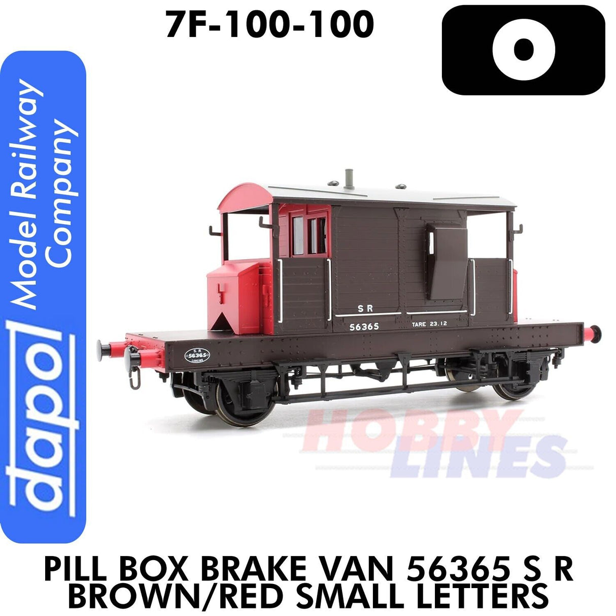 Pill Box Brake Van 56365 S R Brown/Red Small Letter | Dapol | 7F-100-100