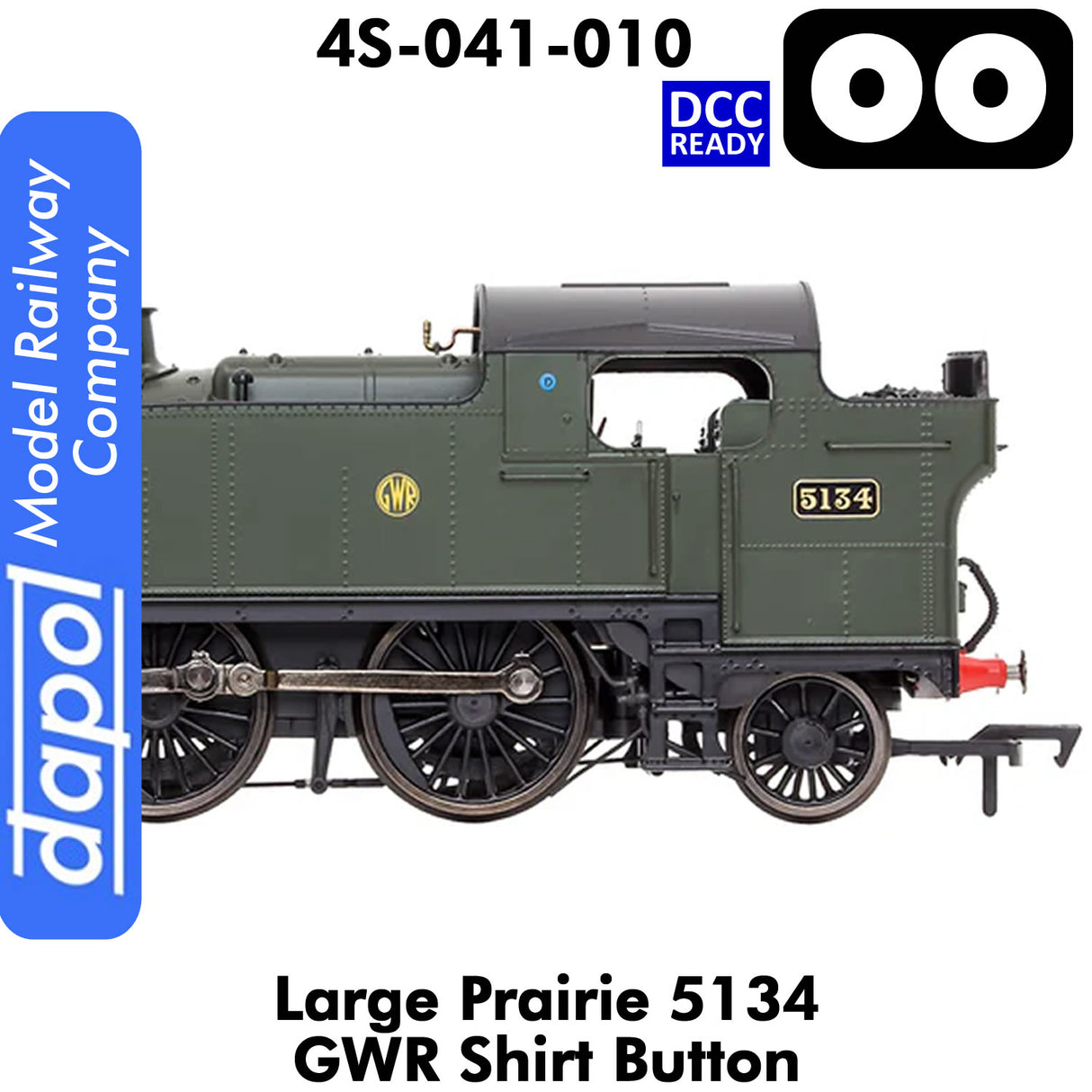 LARGE PRAIRIE 5134 GWR SHIRT BUTTON DCC Ready Steam Locomotive | Dapol | 4S-041-010