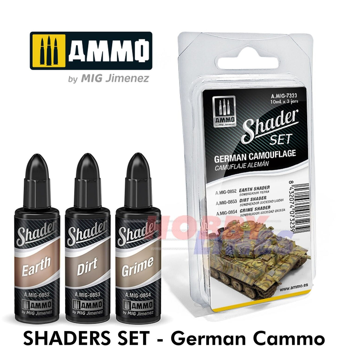 Shaders Set GERMAN CAMMOFLAGE Shade Effects 3 Jar 10ml Paint AMMO Mig MIG7323