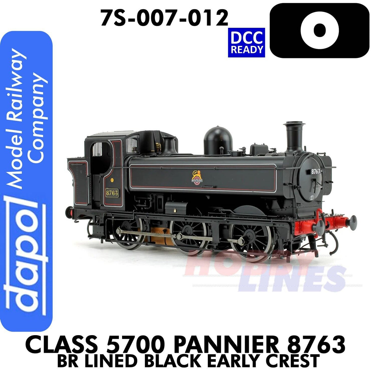 Class 5700 Pannier 8763 BR Black Early Crest - DCC Ready | Dapol | 7S-007-012