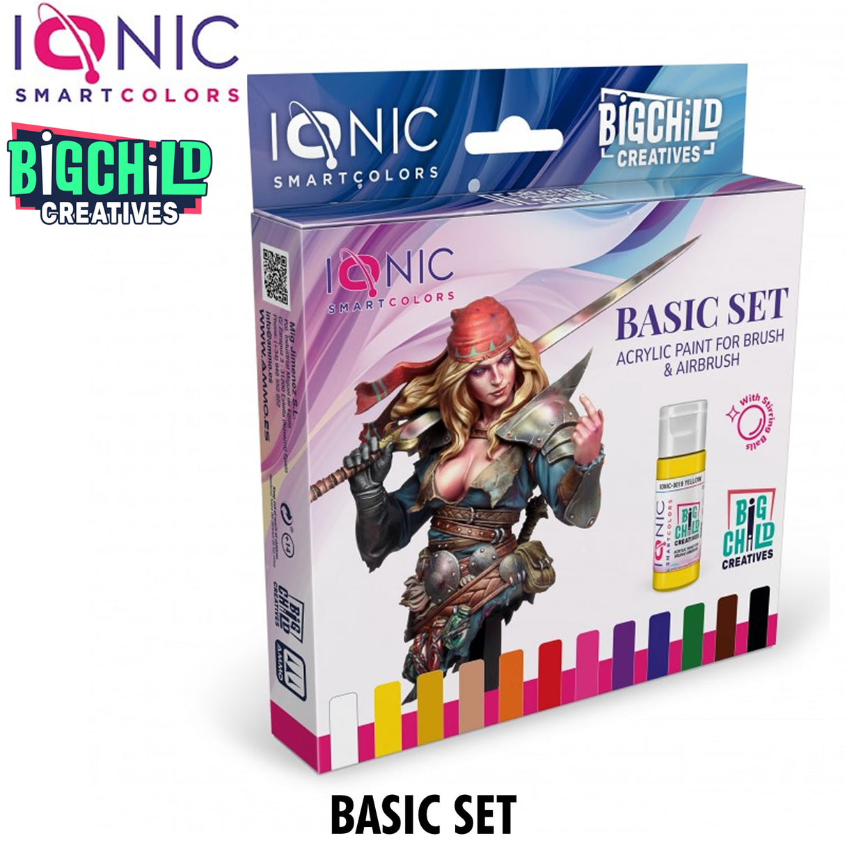 IONIC BASIC SET Colours Acrylic Paint - 12 jars 20ml | Ionic | IONIC0500