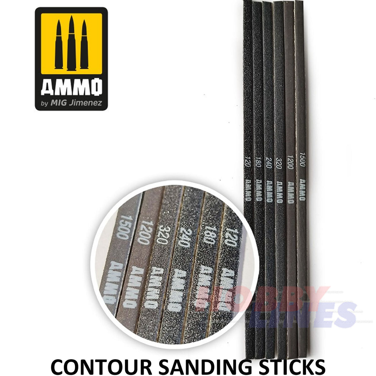 POLISHING SANDING STICKS 6 grits 150-1500 Ammo by Mig Jiminez AMIG8568