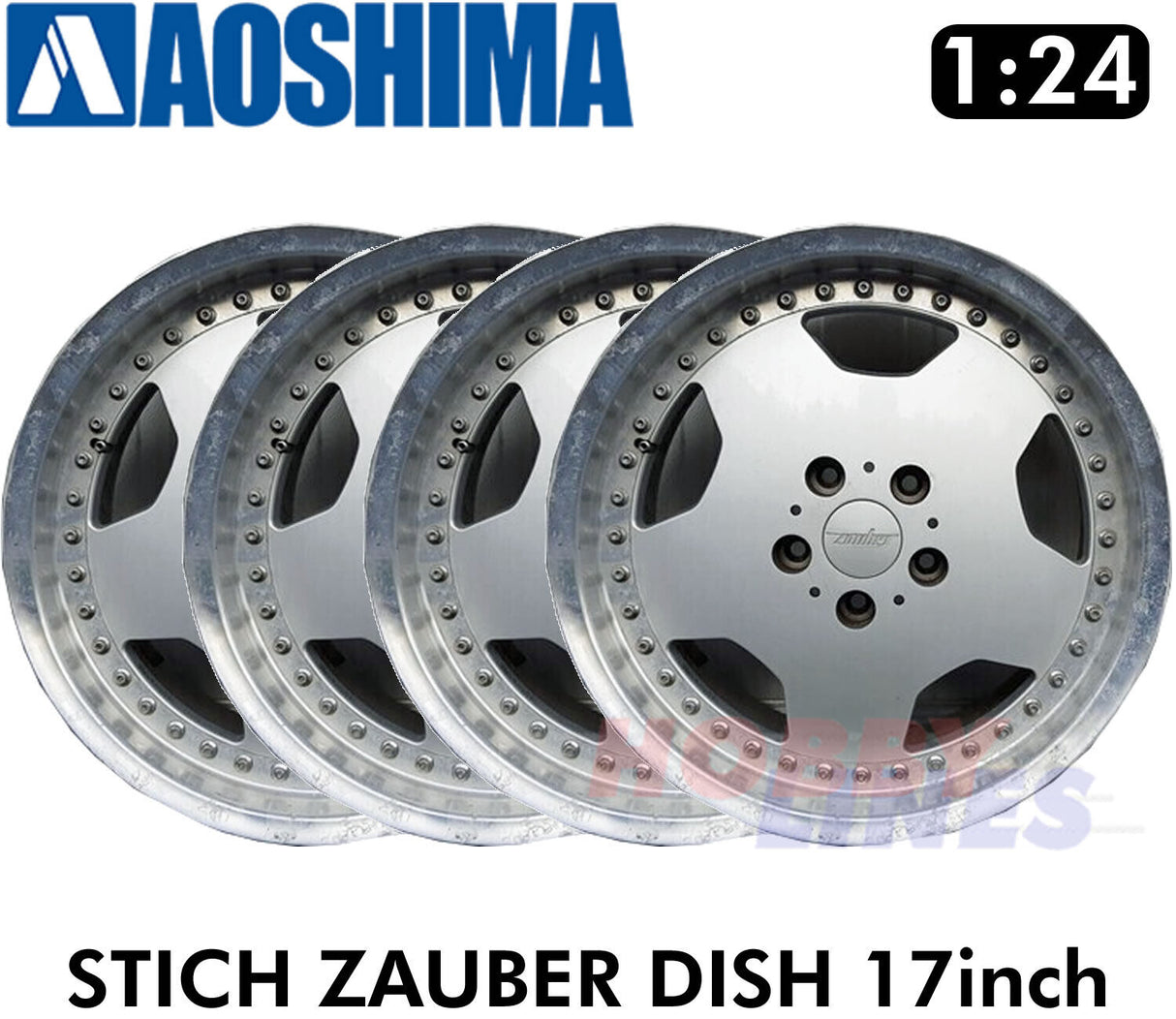 Aoshima Wheels & Tyres STICH ZAUBER DISH 17inch 1:24 Set of 4 Tuned Parts 06117