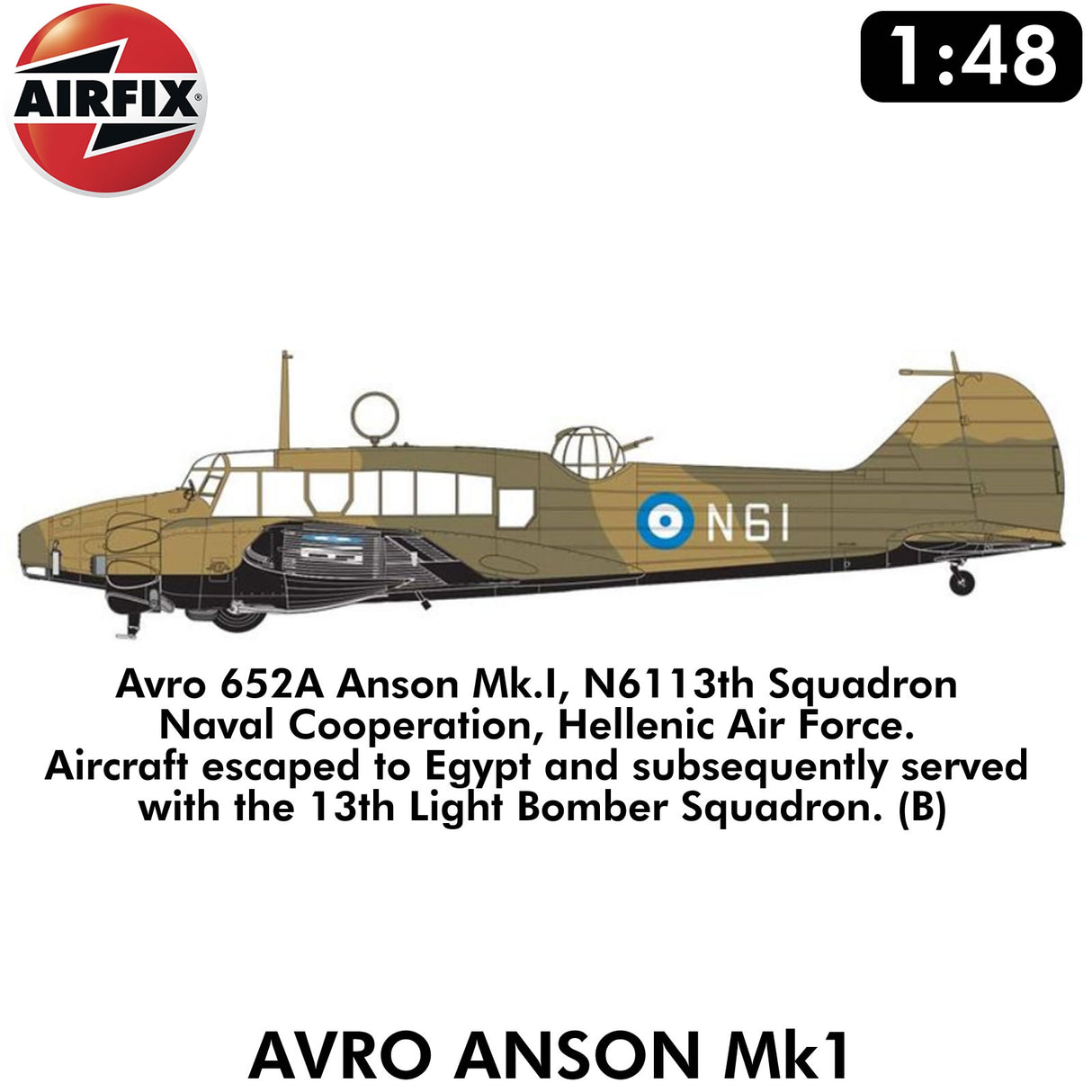 AVRO ANSON MK 1 WWII RAF Light Bomber Trainer - 1:48 Model Kit | Airfix | A09191A