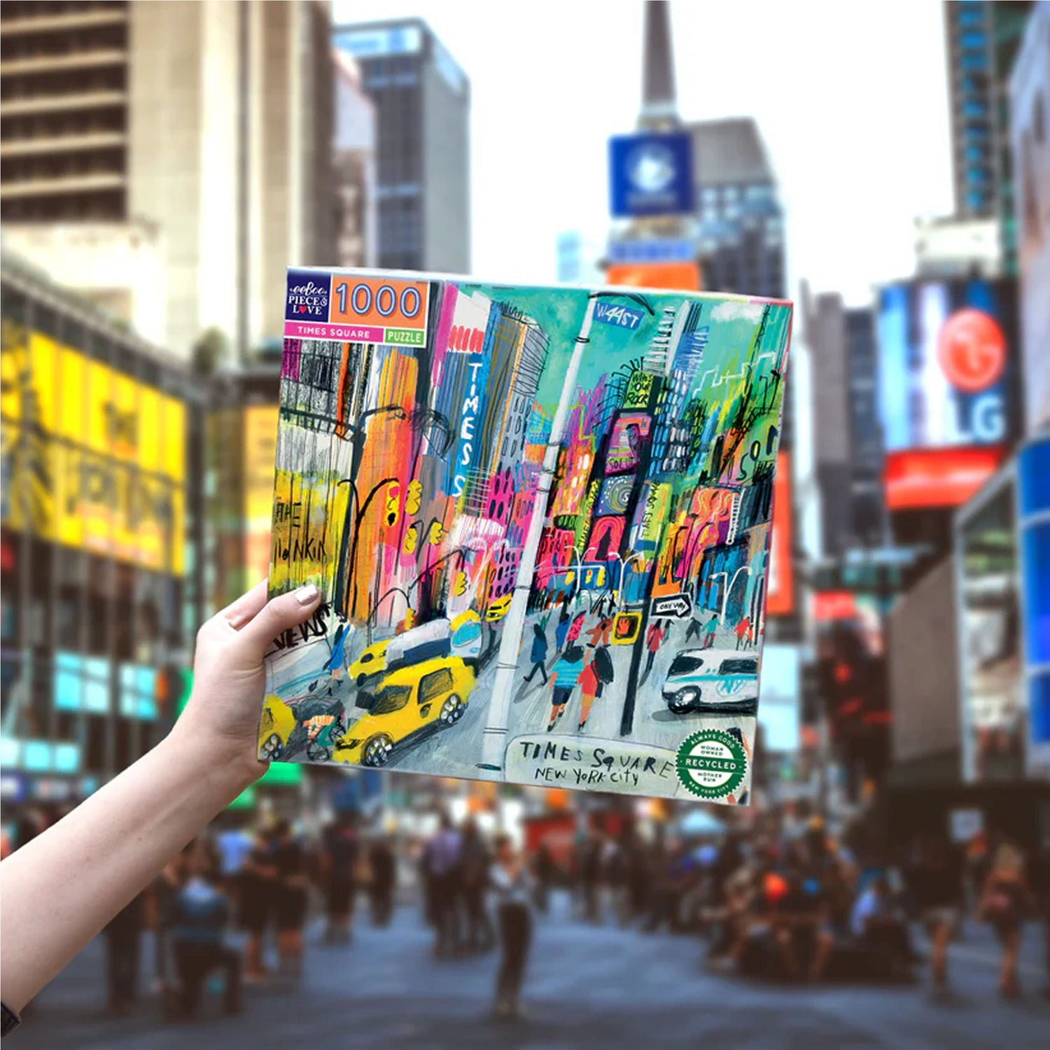 eeBoo TIMES SQUARE 1000 pc Square Jigsaw Puzzle Super Deluxe PZTTMS