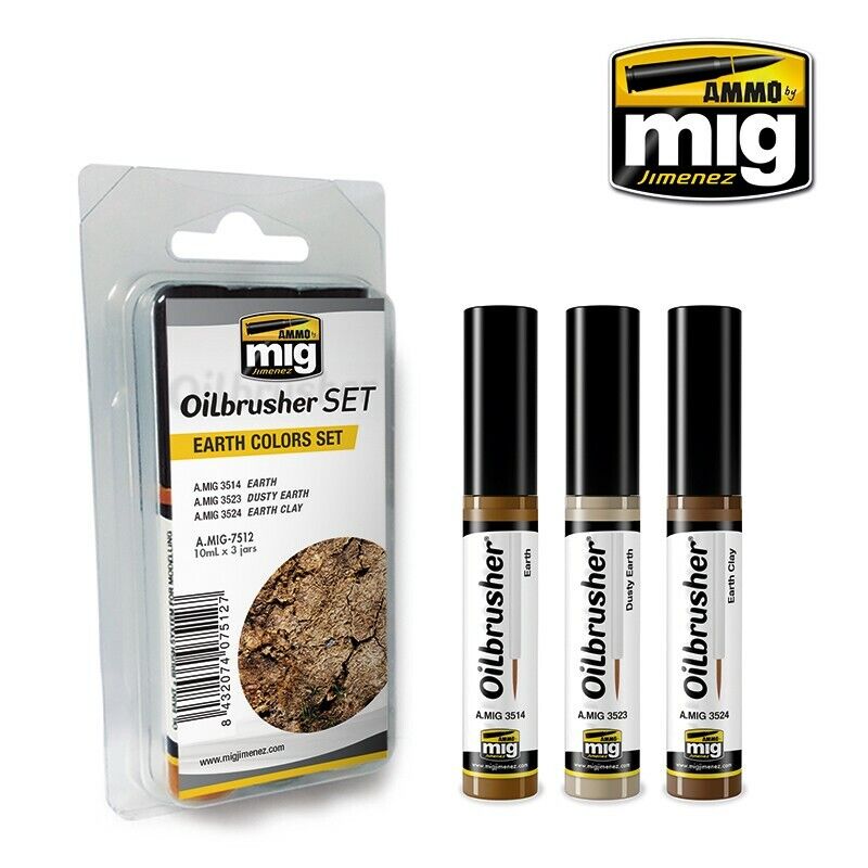 Oilbrusher Set - Earth Colours- 3x10ml | Ammo by Mig Jimenez | MIG7512