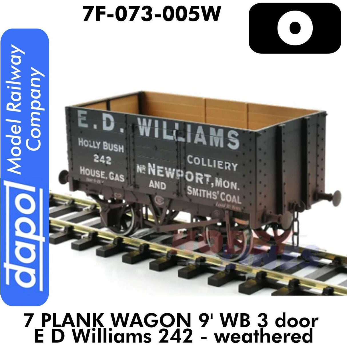 7 Plank Wagon 9' WB 3 door E D Williams 242 - weathered| Dapol | 7F-073-005W