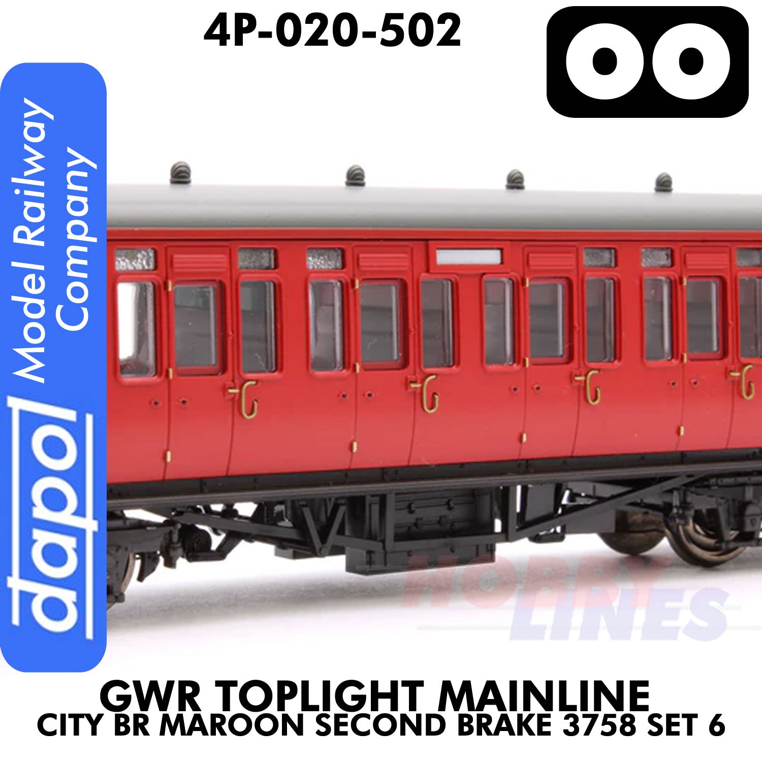 Great Western Railway - Toplight Coach MainLine City BR Maroon 2nd Brake 3758 Set 6 | Dapol | 4P-020-502