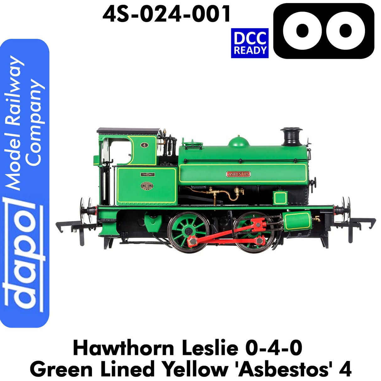 Hawthorn Leslie 040 Green Lined Yellow `Asbestos' 4 | Dapol | 4S-024-001