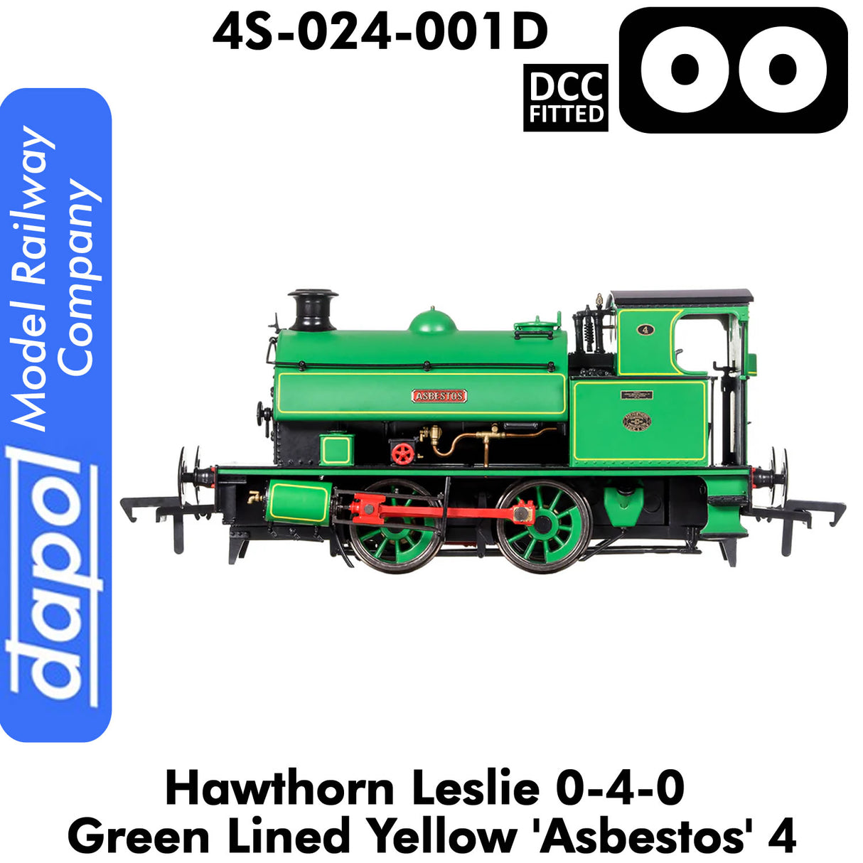 Hawthorn Leslie 040 Green Lined Yellow 'Asbestos' | Dapol | 4S-024-001D