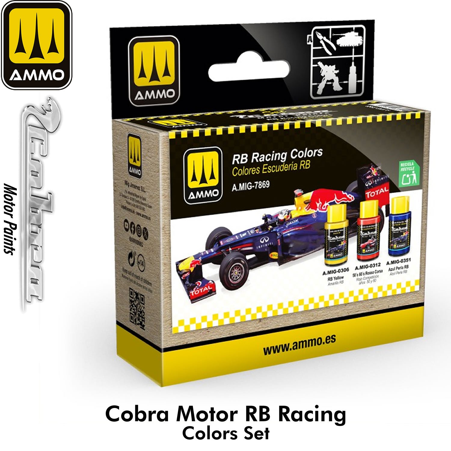 Cobra Motor RB Racing Colours Set 3 x 30ml Paint Red Bull Brush Airbrush | Ammo by Mig Jimenez
