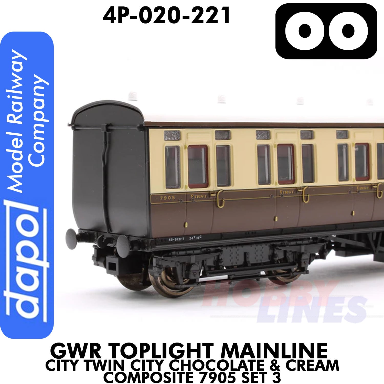 Great Western Railway Toplight MainLine Chocolate & Cream Composite 7905 Set 3 | Dapol | 4P-020-221