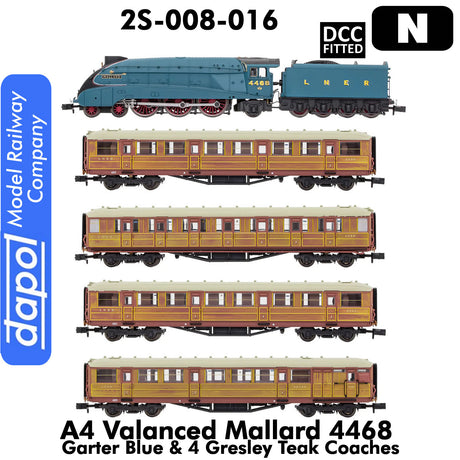 A4 MALLARD 4468 Garter Blue + 4 Teak Gresleys DCC Fitted | Dapol |  2S-008-16