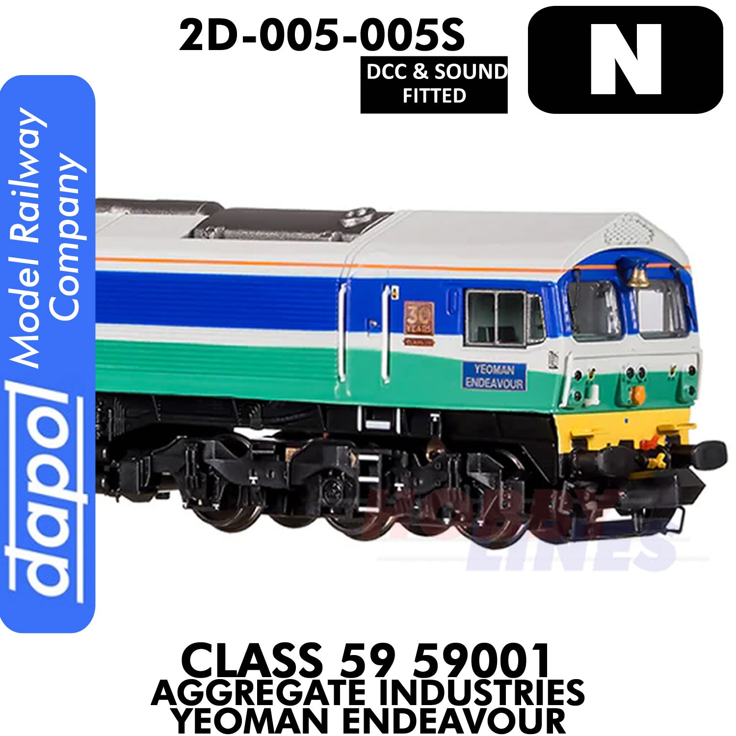 Class 59 59001 Aggregate Industries Yeoman Endeavour - DCC & Sound | Dapol | 2D-005-005S