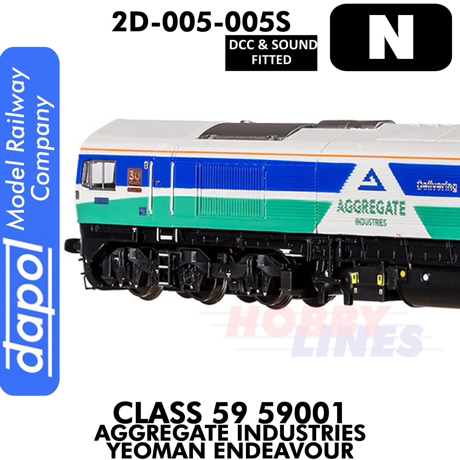 Class 59 59001 Aggregate Industries Yeoman Endeavour - DCC & Sound | Dapol | 2D-005-005S