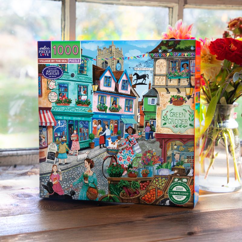 *DAMAGED BOX* - Village by the Sea - 1000pc Puzzle | eeBoo | PZT690