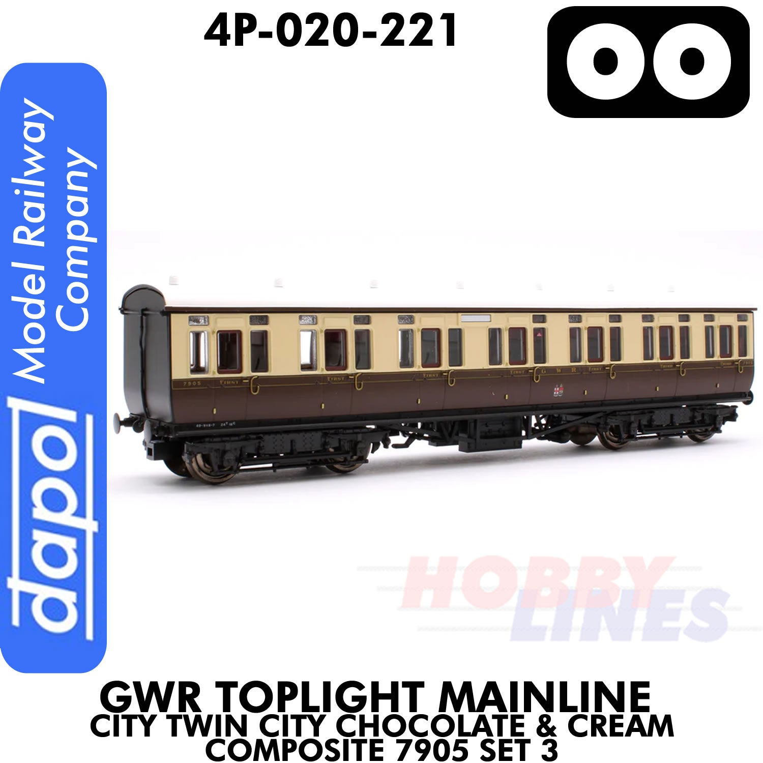Great Western Railway Toplight MainLine Chocolate & Cream Composite 7905 Set 3 | Dapol | 4P-020-221