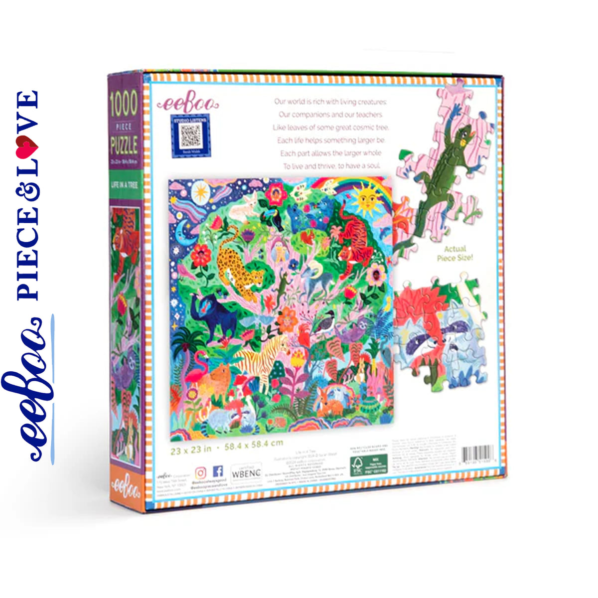 eeBoo LIFE IN A TREE 1000 pc Square Jigsaw Puzzle Super Deluxe PZTLFT