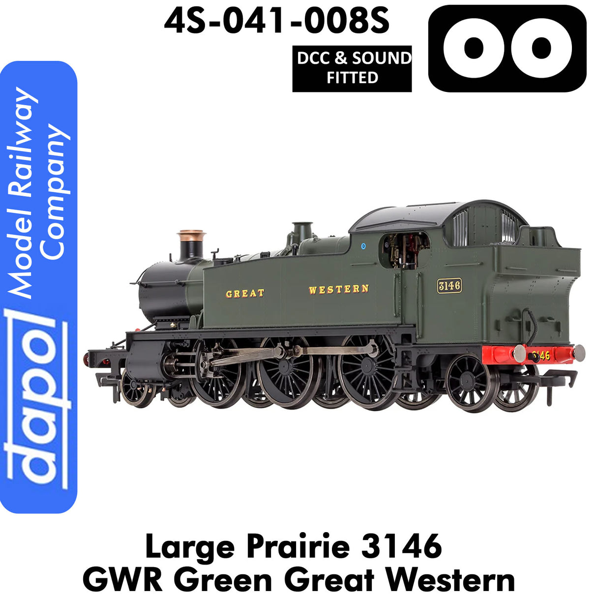 LARGE PRAIRIE 3146 GWR DCC & Sound Steam Locomotive | Dapol | 4S-041-008S