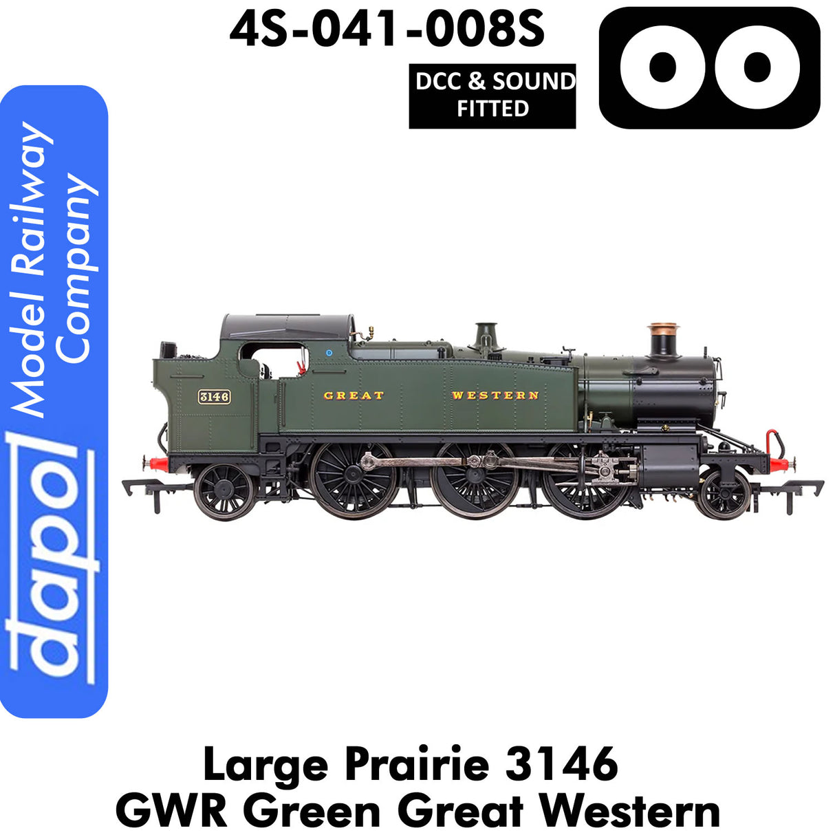 LARGE PRAIRIE 3146 GWR DCC & Sound Steam Locomotive | Dapol | 4S-041-008S