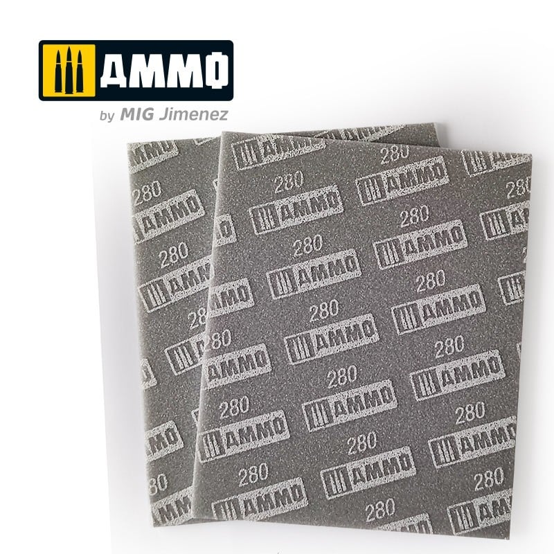 Sanding Sponge Sheet - 280 Grain - 2 pcs | Ammo by Mig Jimenez
