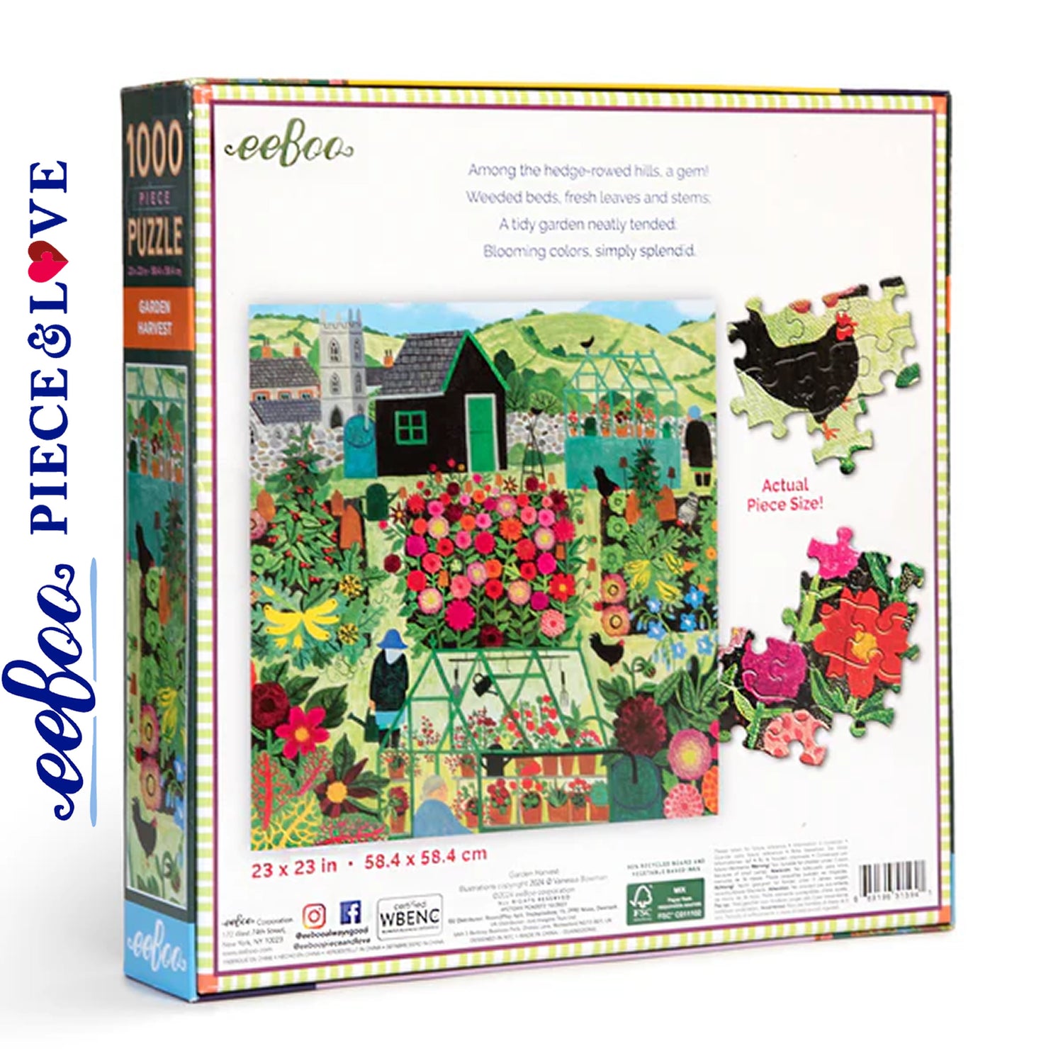 eeBoo GARDEN HARVEST 1000 pc Square Jigsaw Puzzle Super Deluxe PZTGHV